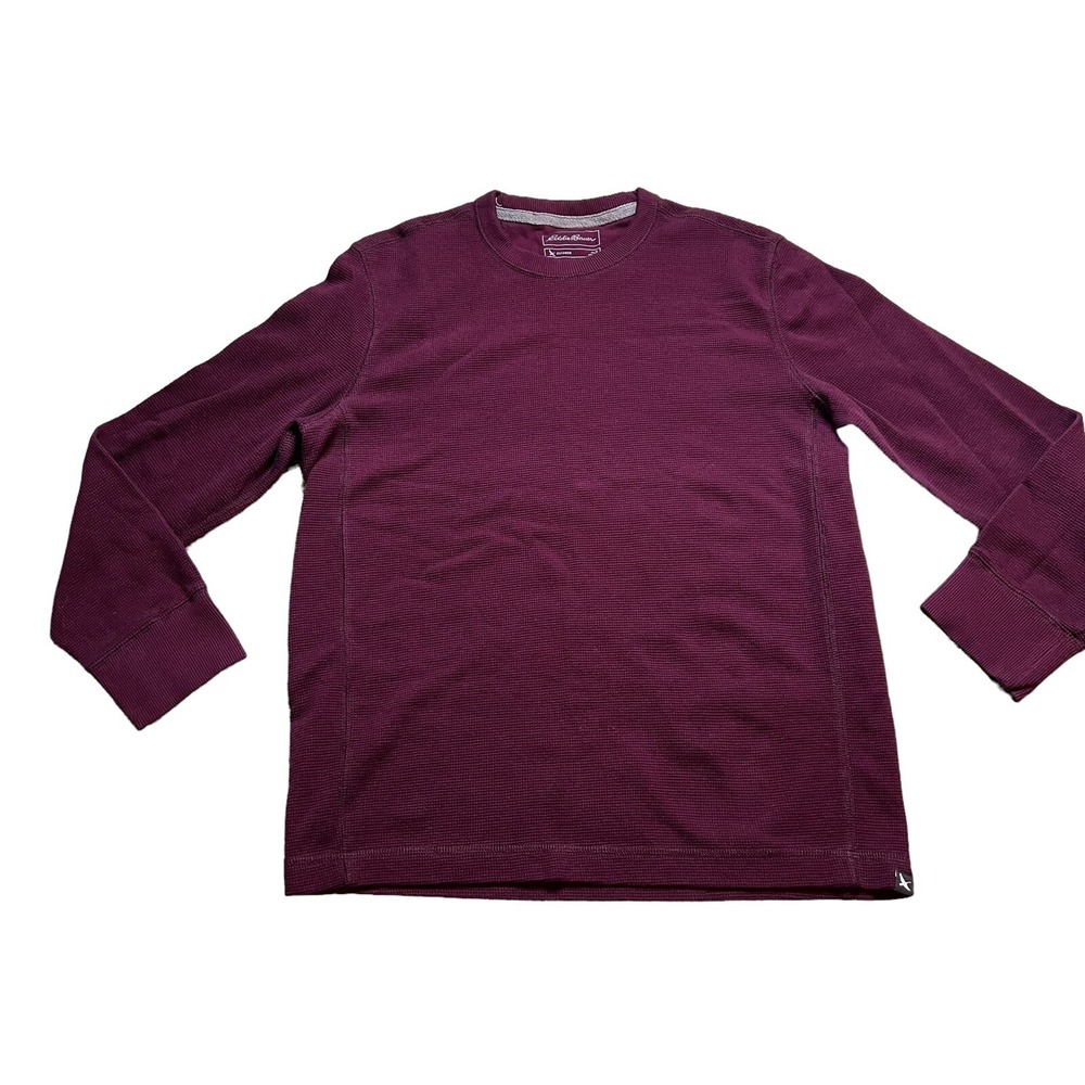EDDIE BAUER Pullover Burgundy Thermal Henley Shirt Men's Size Medium